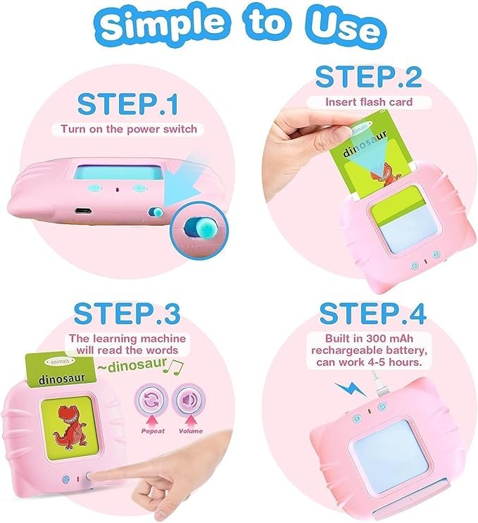 Talking Flash Cards (224 English Words) - Pink Color - Image 5